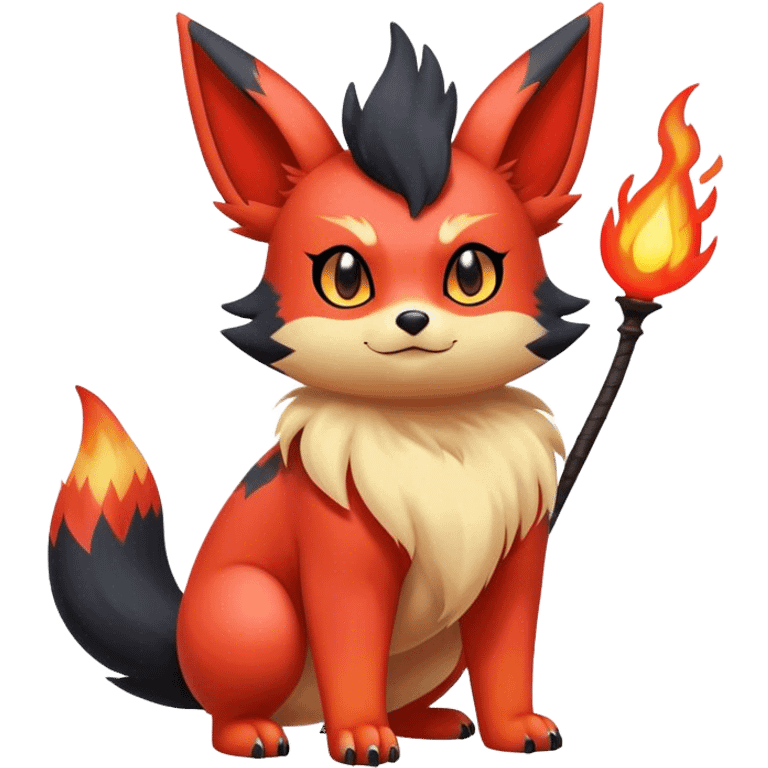 Cool cute edgy kawaii Quilava-Litten-Flareon-animal-creature-hybrid full body emoji