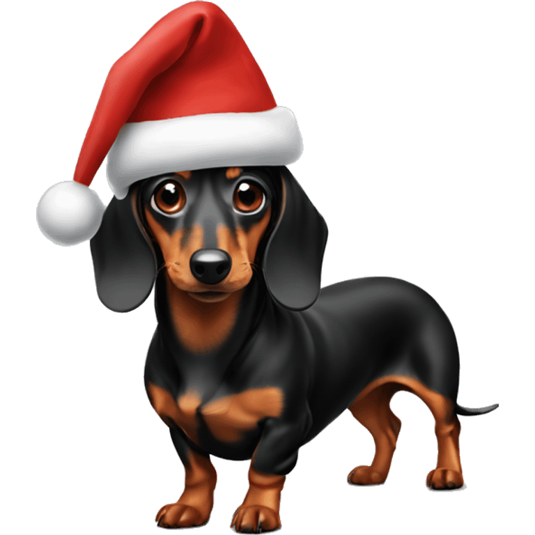 Dog dachshund with Christmas hat  emoji