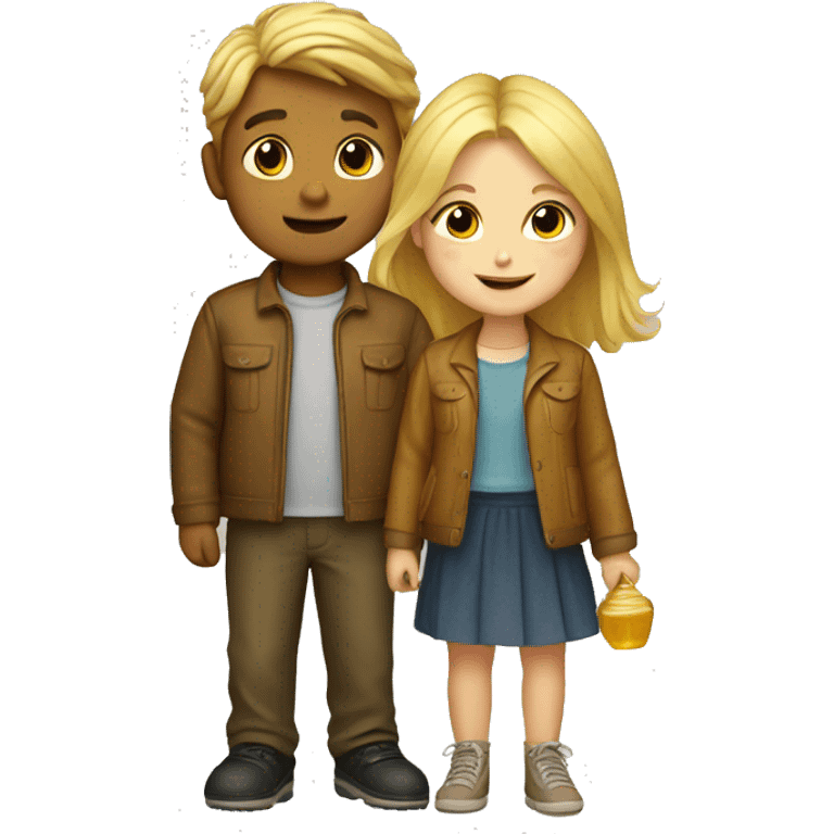 boy and girl with blond hair with honey in their hands emoji