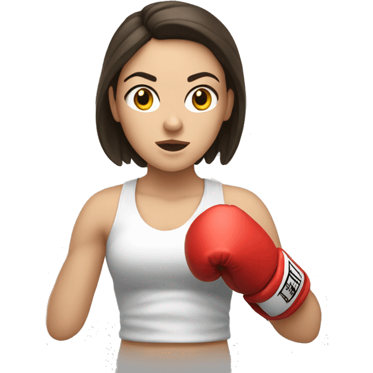 white brunette girl boxing emoji