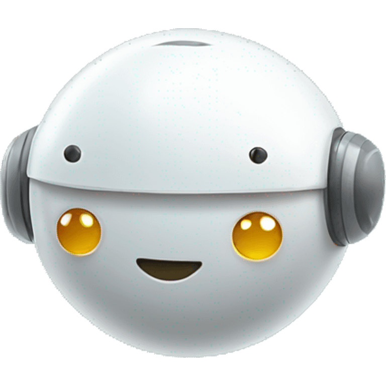 cute white floating spherical happy robot emoji