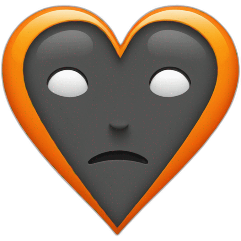 Half black and orange heart emoji