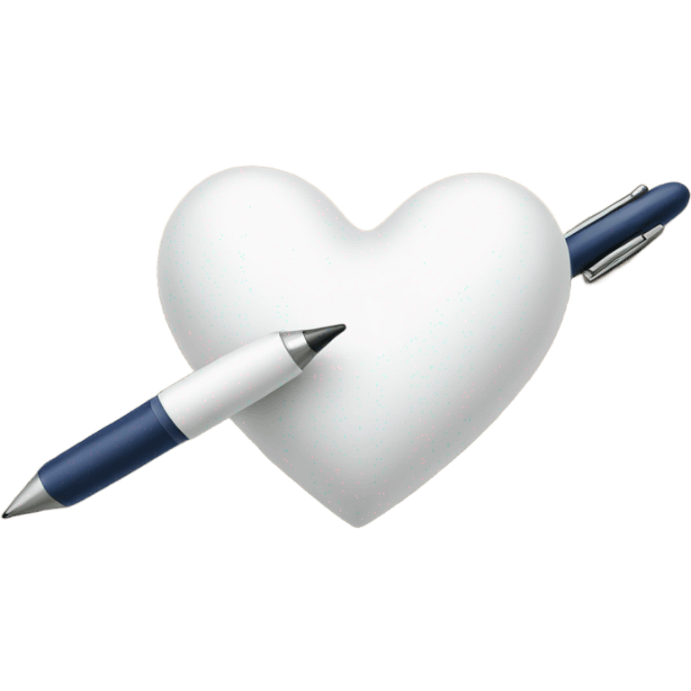 White heart with pen  emoji