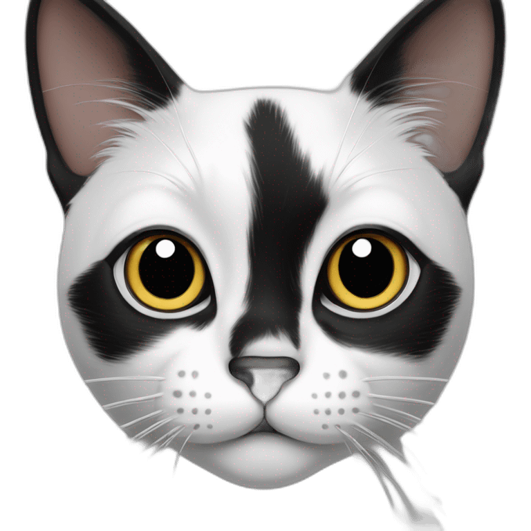 BLACK AND WHITE CAT WITH SPOT ON NOSE emoji