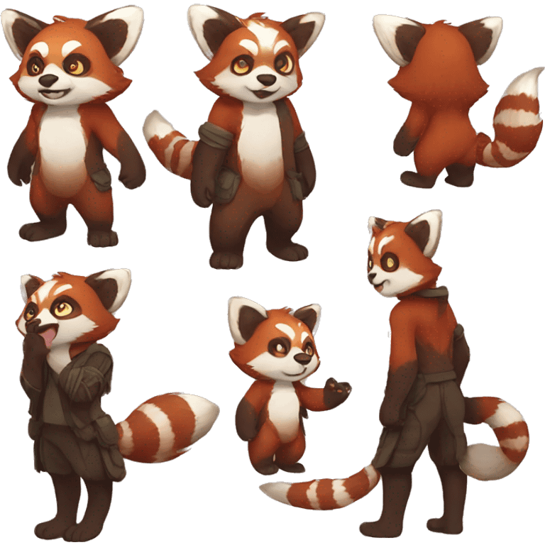 Anthro, Red Panda, Transformice-style, full body emoji