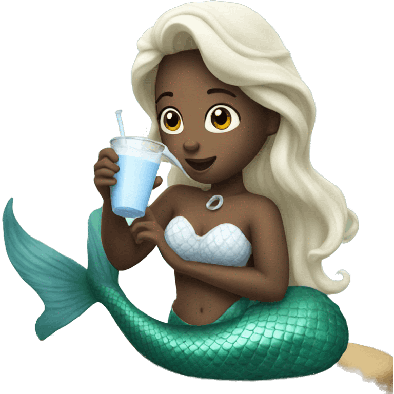 Mermaid drinking milk emoji