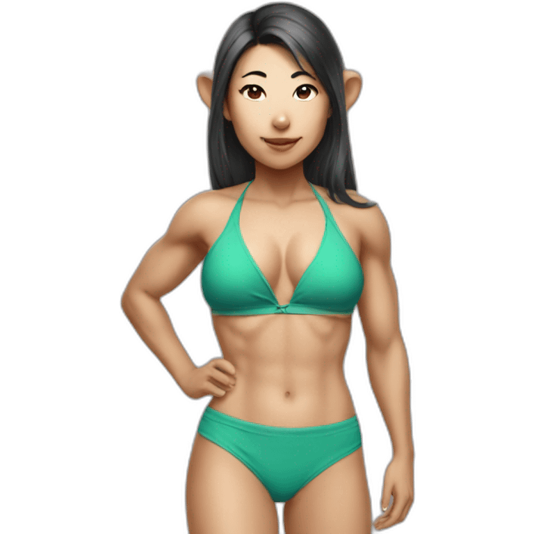 asian rat woman muscular with bikini emoji