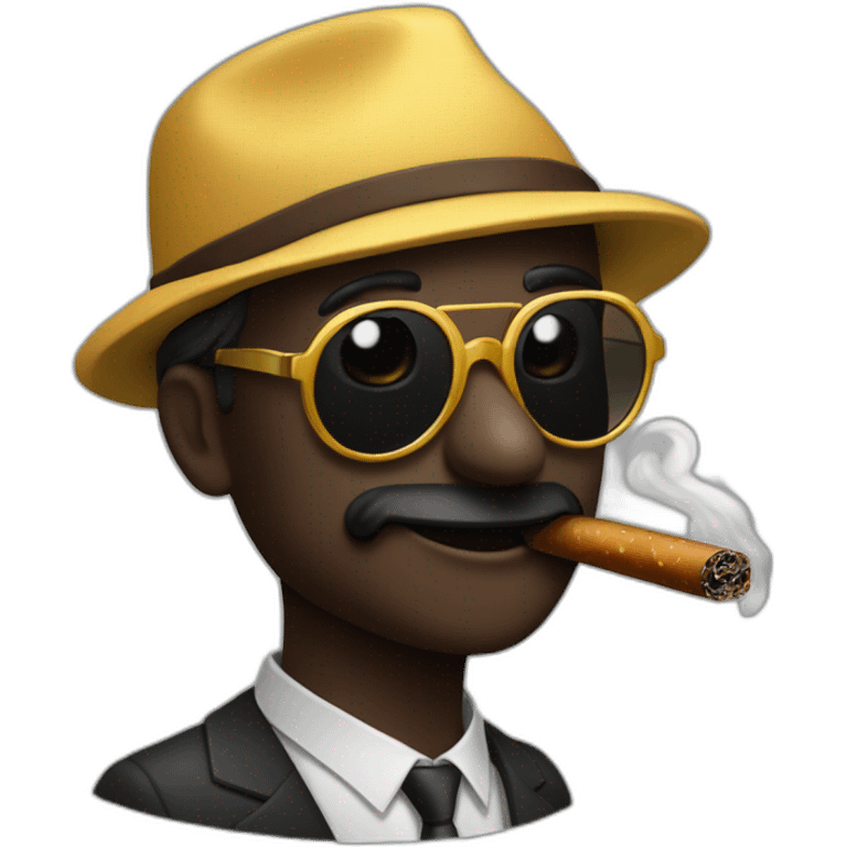 Pato negro con gafas de sol y cigarro emoji