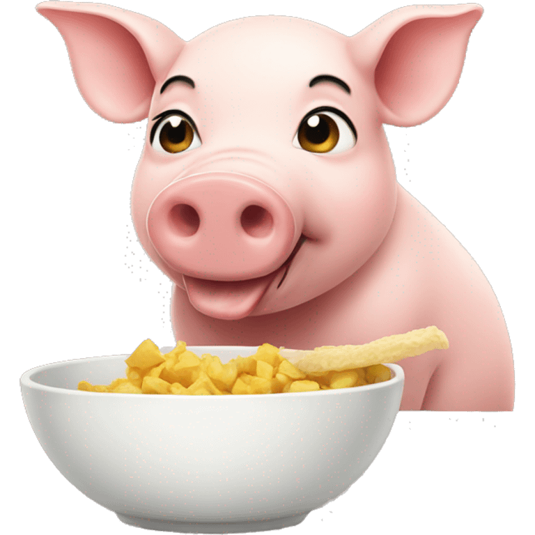 Pig eating emoji