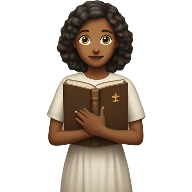 Brown girl with Bible emoji