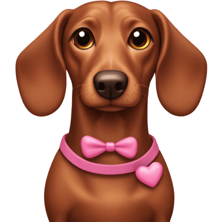 Brown Wiener dog with pink hearts  emoji