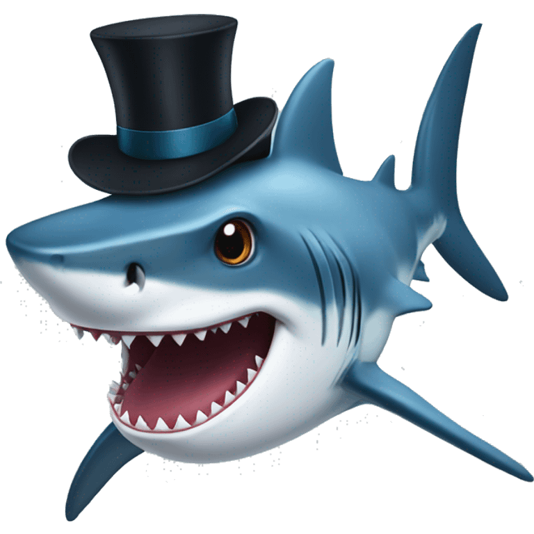 Shark with a top hat emoji