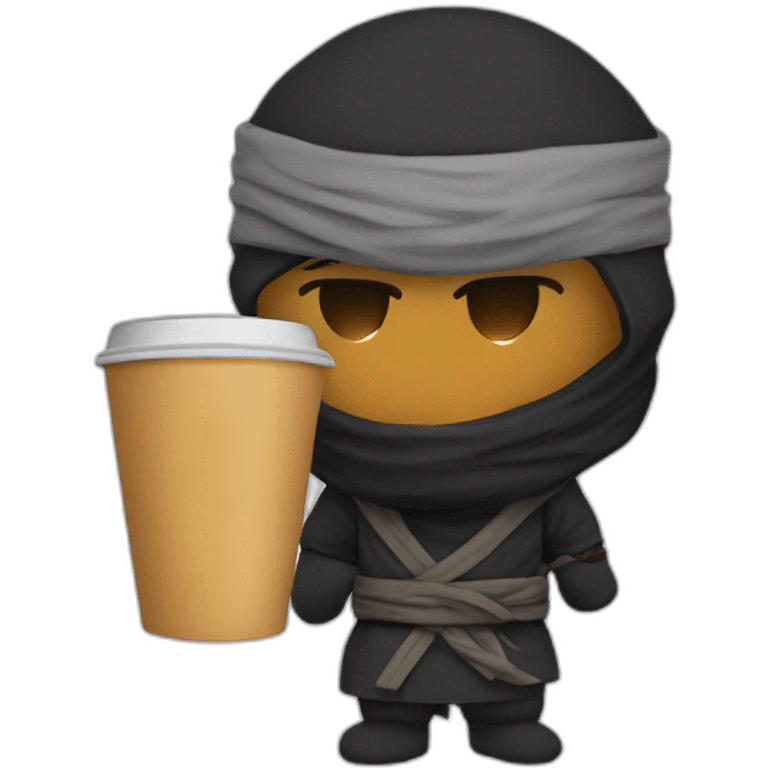 Ninja con café y flow emoji