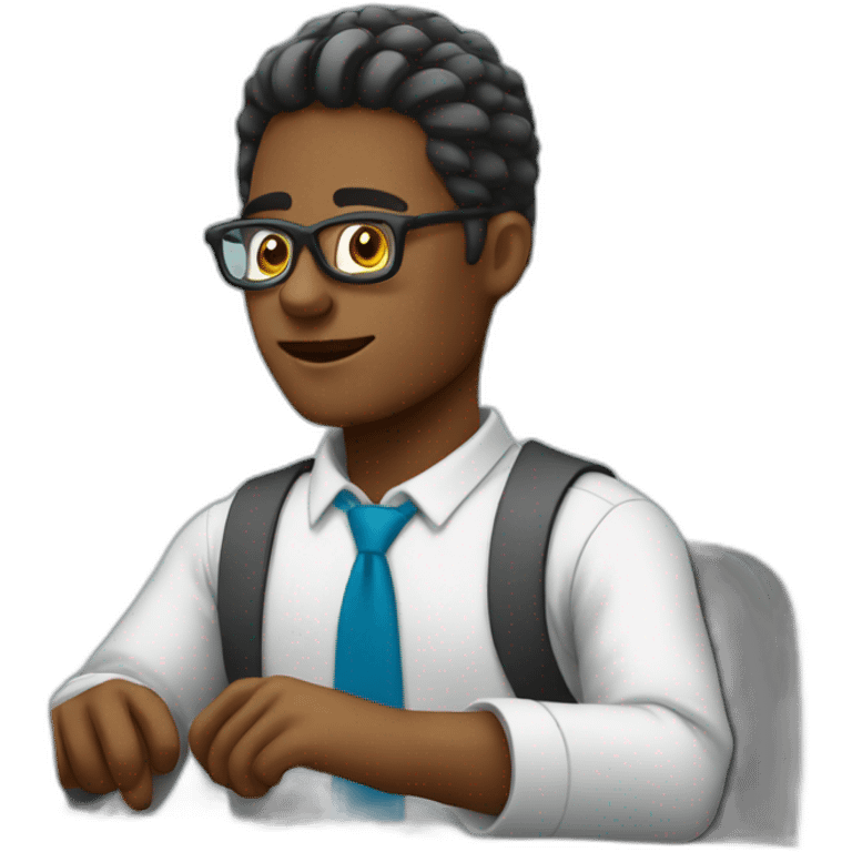 cool employee working on computer emoji