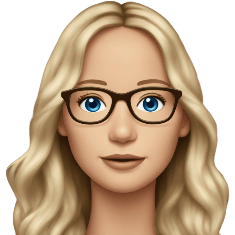 Photo Jennifer Lawrence with blue eyes glasses and long chocolate hair emoji