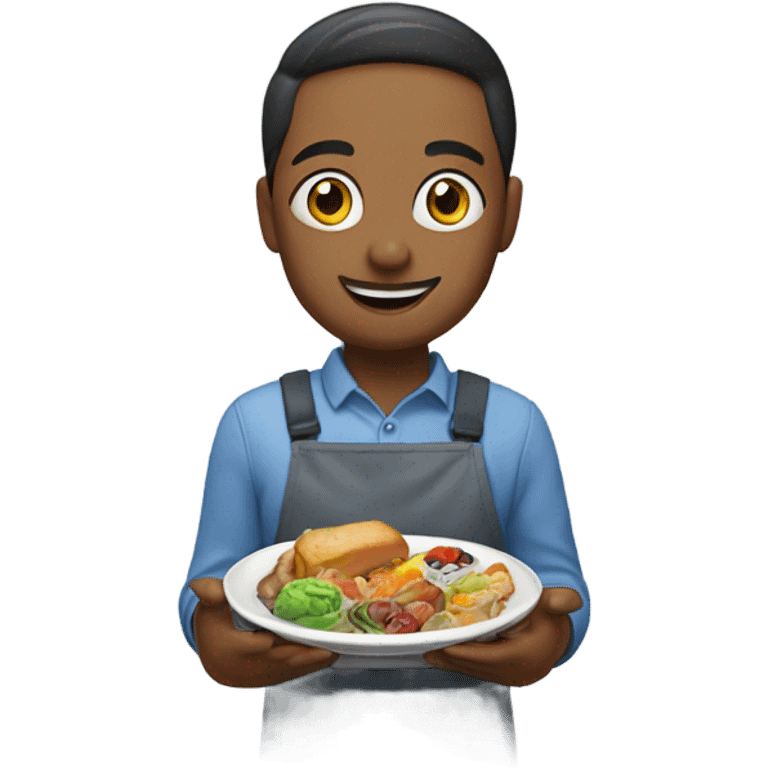 a customer who is holding his meal emoji