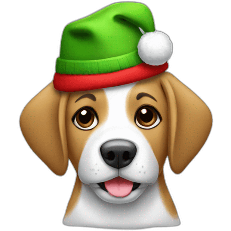 perrito snauzer con gorra de navidad emoji