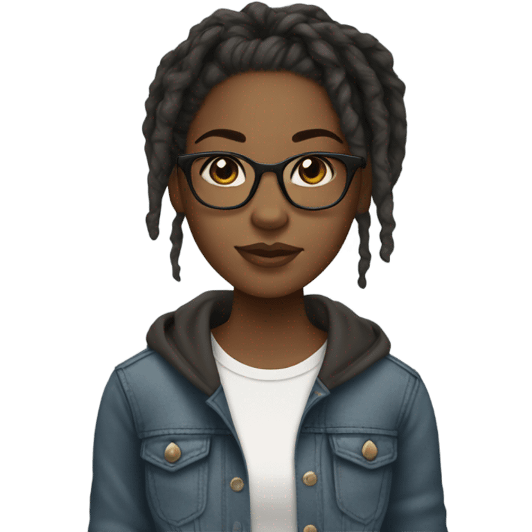 black girl teenager with locs and glasses emoji