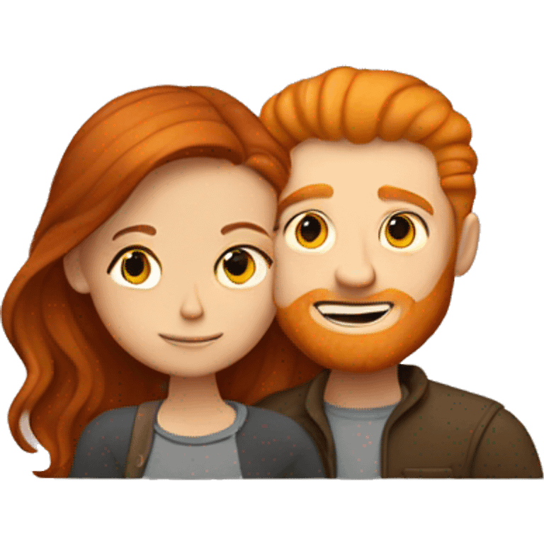 Ginger man hugging a brunette girl emoji