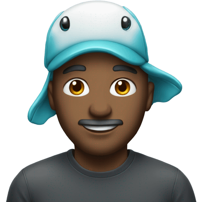 Man wearing a dolphin hat emoji