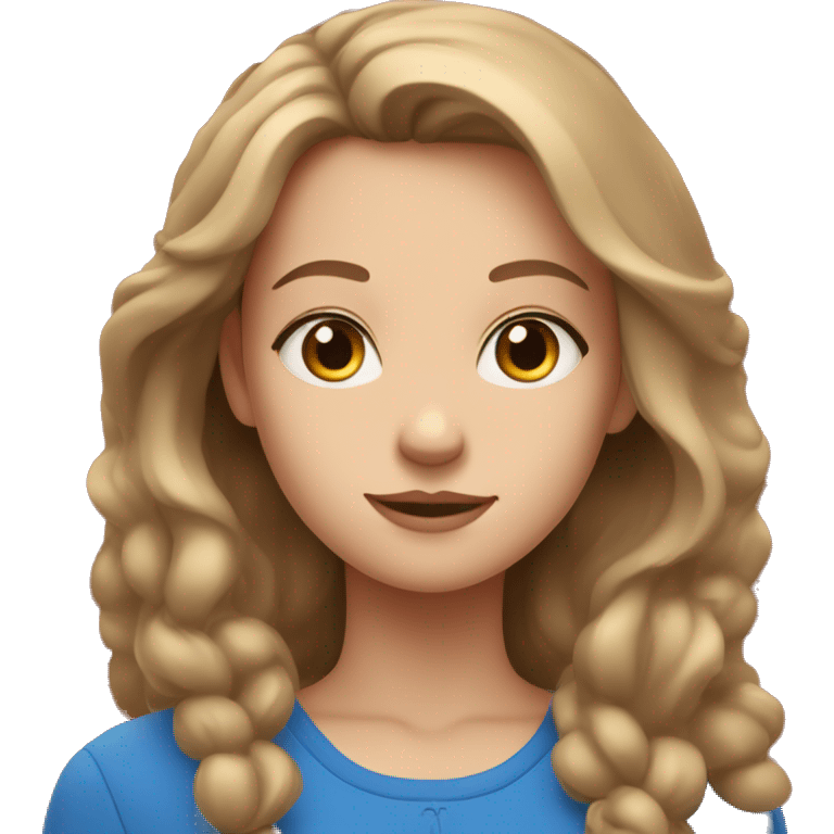 girl with blue eyes and light brown hair against the backdrop of Red Square emoji