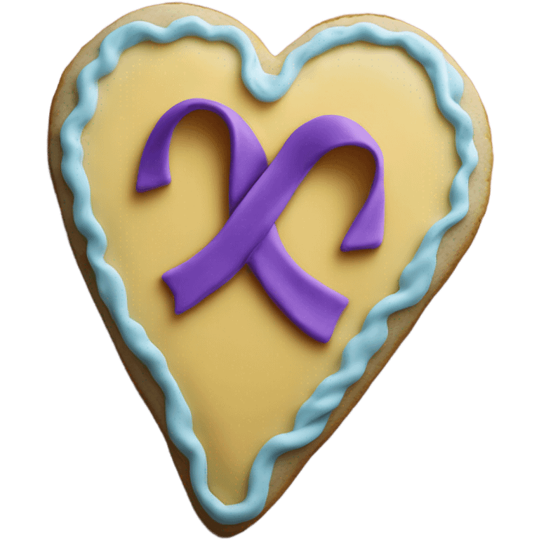 Suicide awareness ribbon on heart cookie emoji