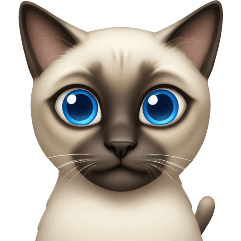 The Siamese cat is moderately fluffy with blue eyes emoji