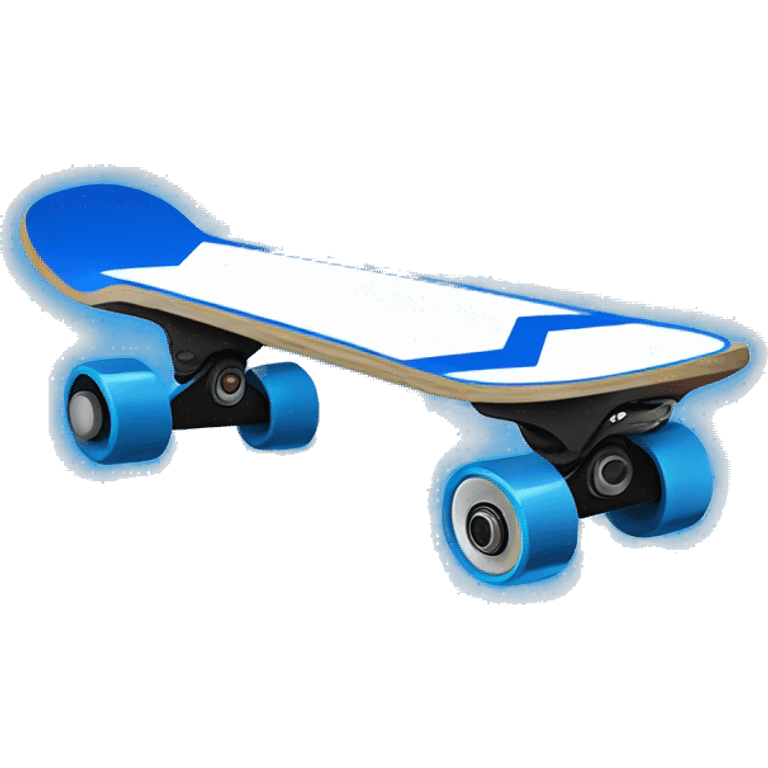 electric skateboard with blue wheels and a lightning bolt on the dec emoji