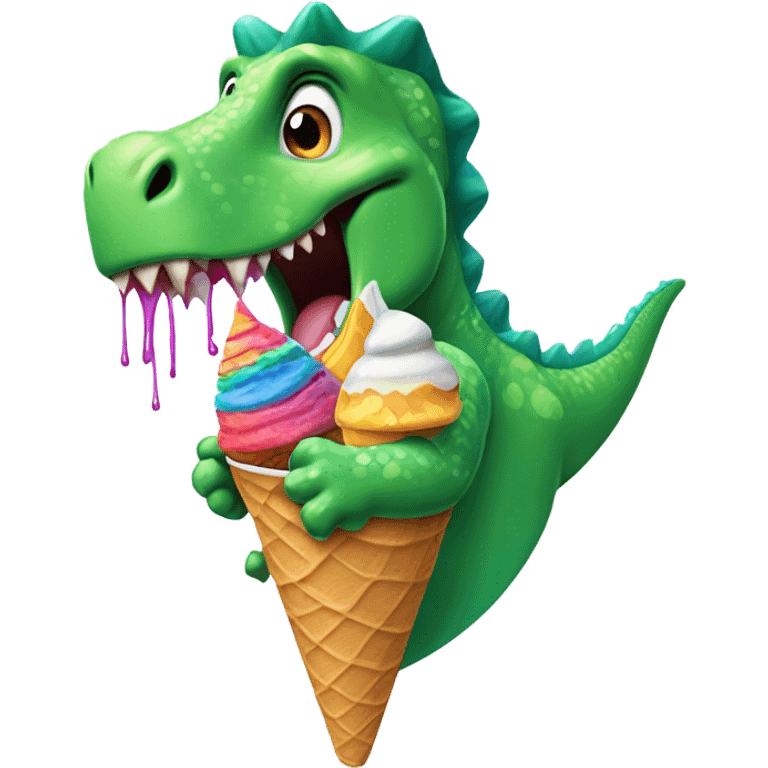 Dinosaur eating ice cream  emoji