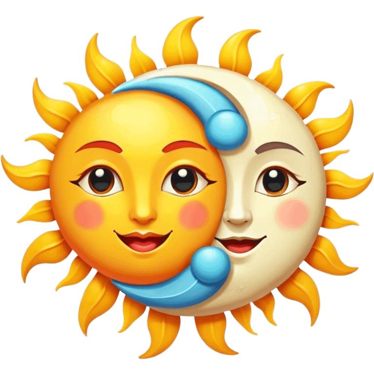 Whimsical sun and moon emoji