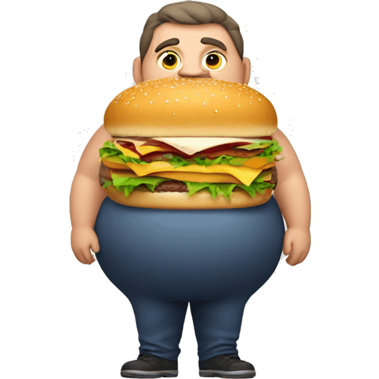 Fat man with burger emoji