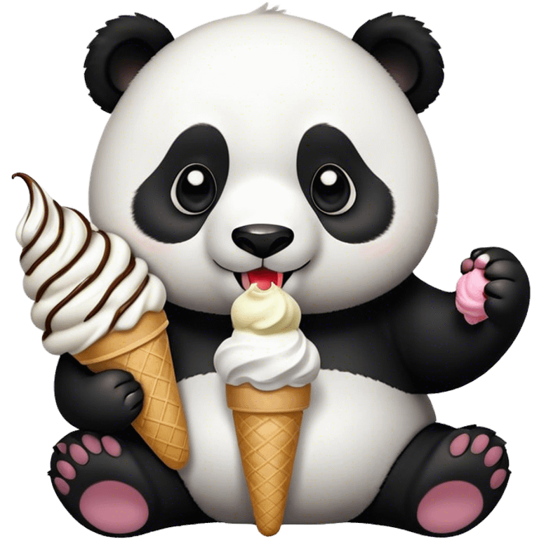 Panda eating ice cream emoji