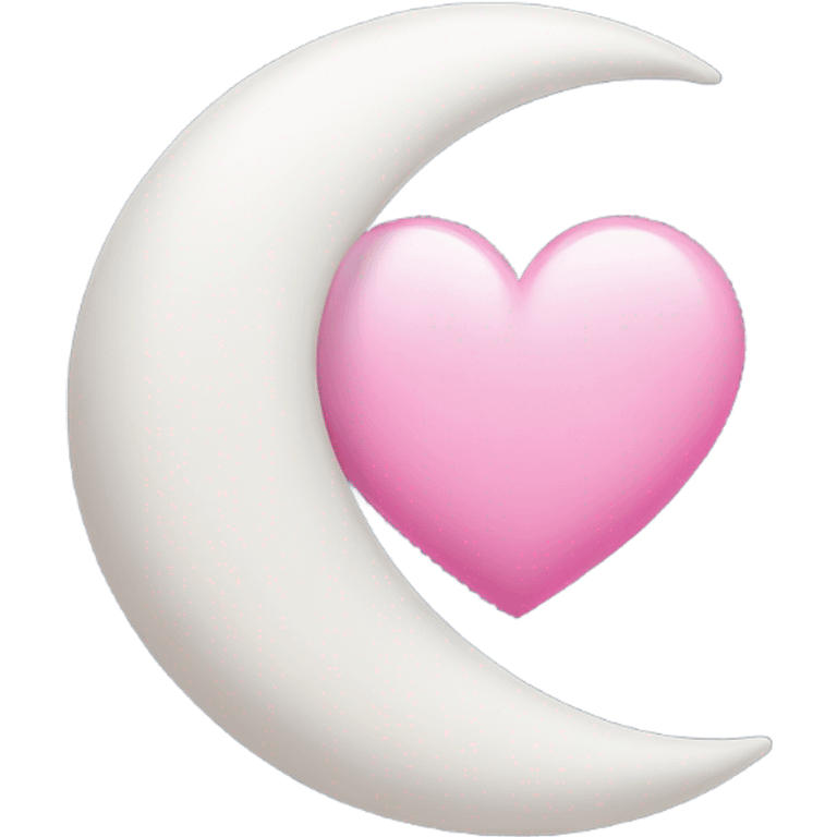 crescent white moon with pink heart emoji