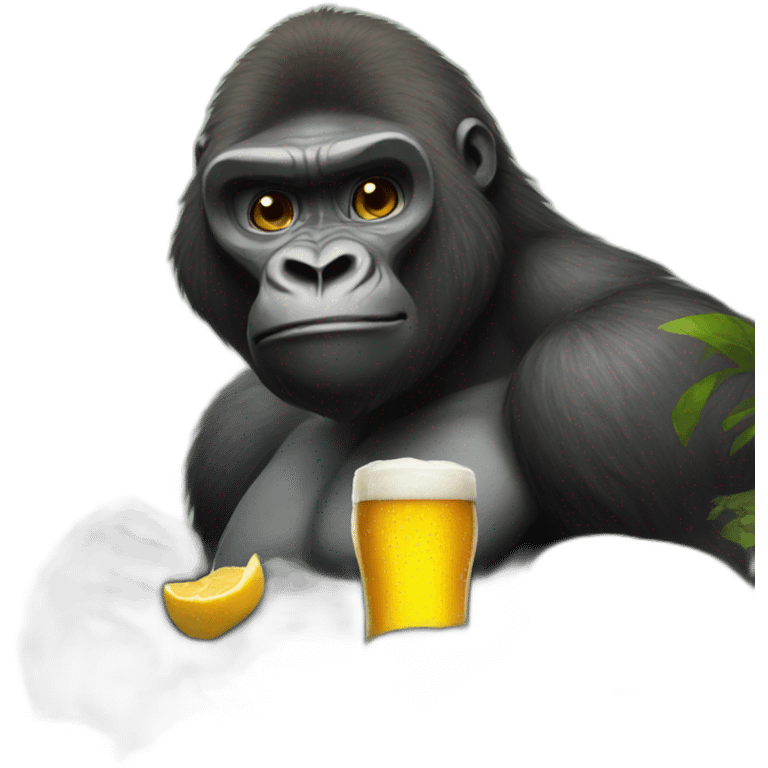 Buff Gorilla drinking beer with a girl emoji