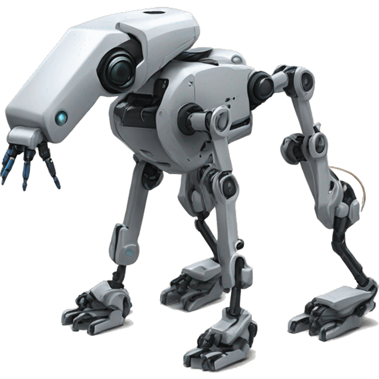 quadruped robot with 4 legs (each leg 3 degree of freedom) and manipulator (robot arm) is attached to robot base  emoji