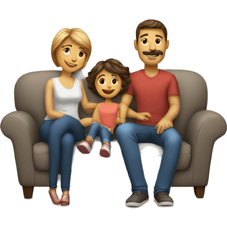 mom and dad and kid on couch emoji