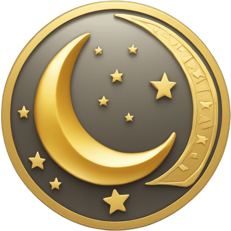 Gold coin with crescent moon on it emoji