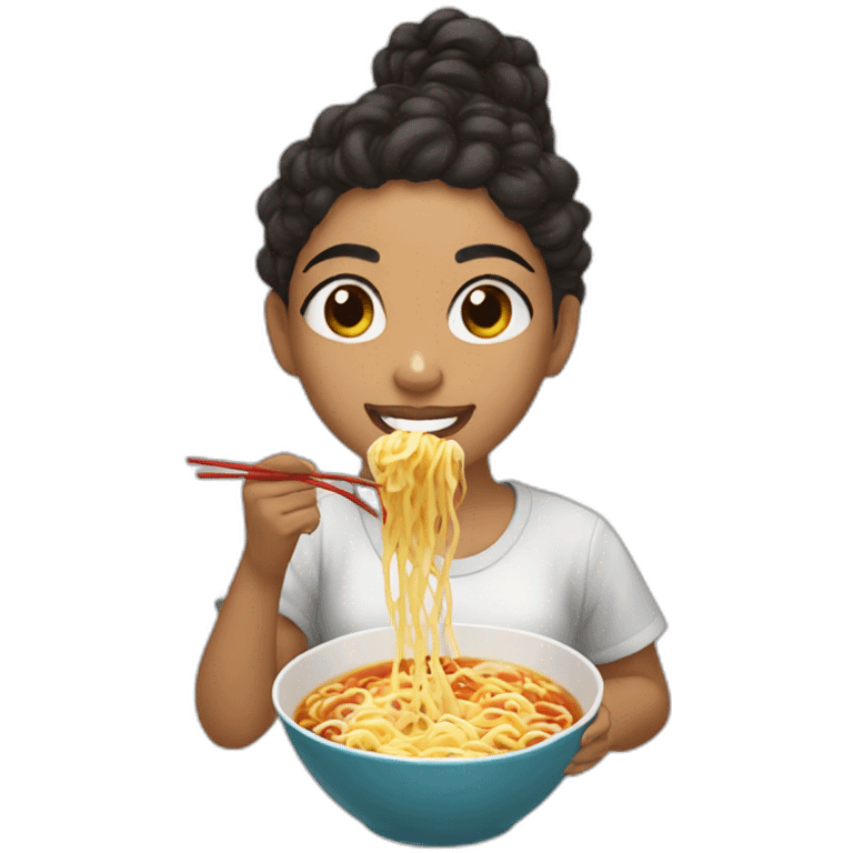 Lightskin girl eating ramen  emoji