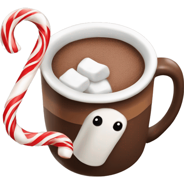  Mug of hot chocolate with marshmallows and a candy cane  emoji