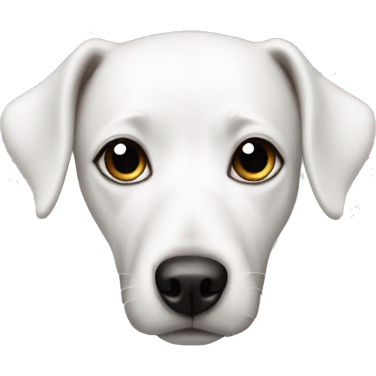 White dog with black spot around eye and ears emoji