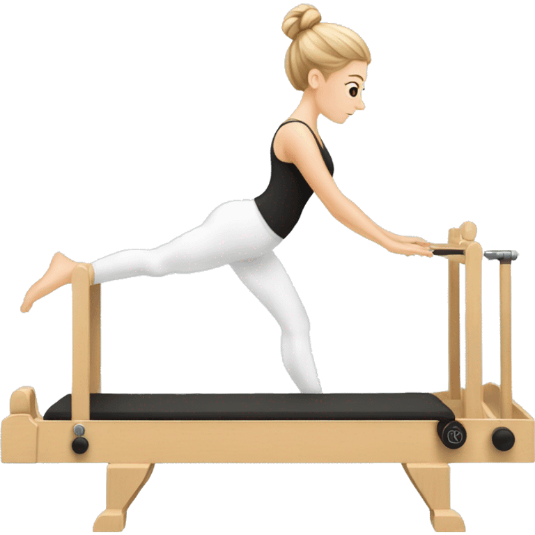 white girl doing reformer Pilates emoji