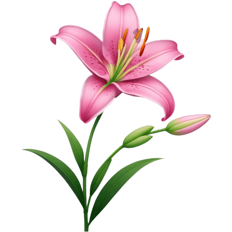 pink Lily flower stem emoji