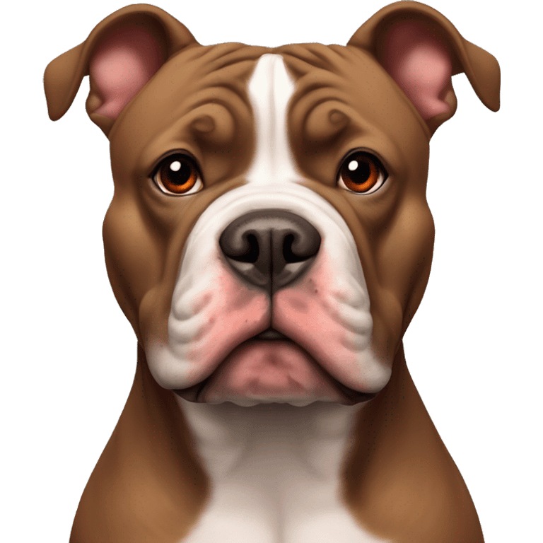 brown American bully with a red muzzle and erect ears emoji