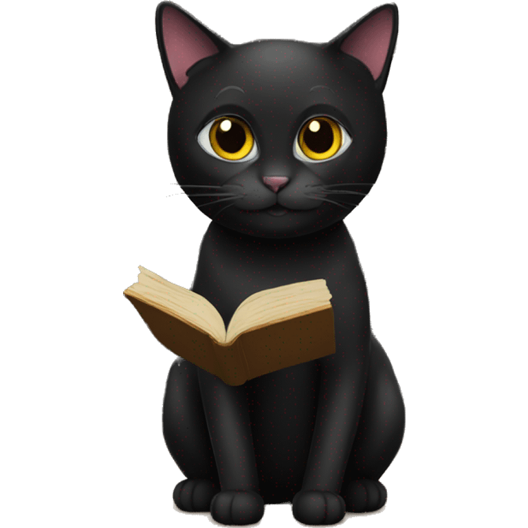 black cat with books emoji