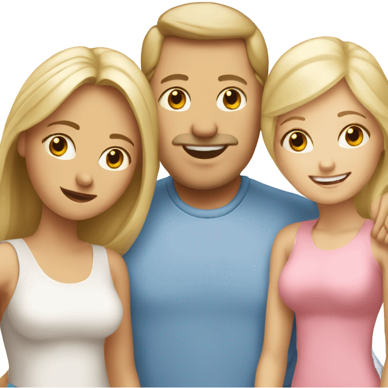 White mom and dad Family with three blonde girls emoji