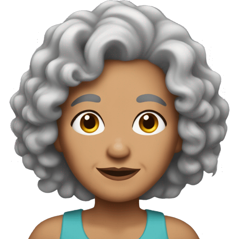 Latina grandma with brown curly long hair and tattoos emoji