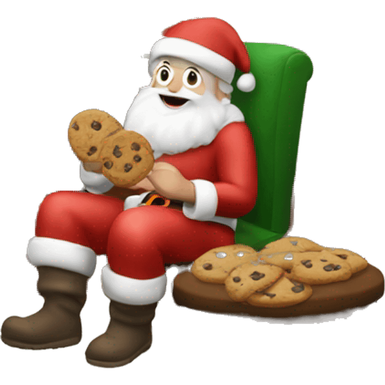 santa eating a cookie near a fireplace  emoji