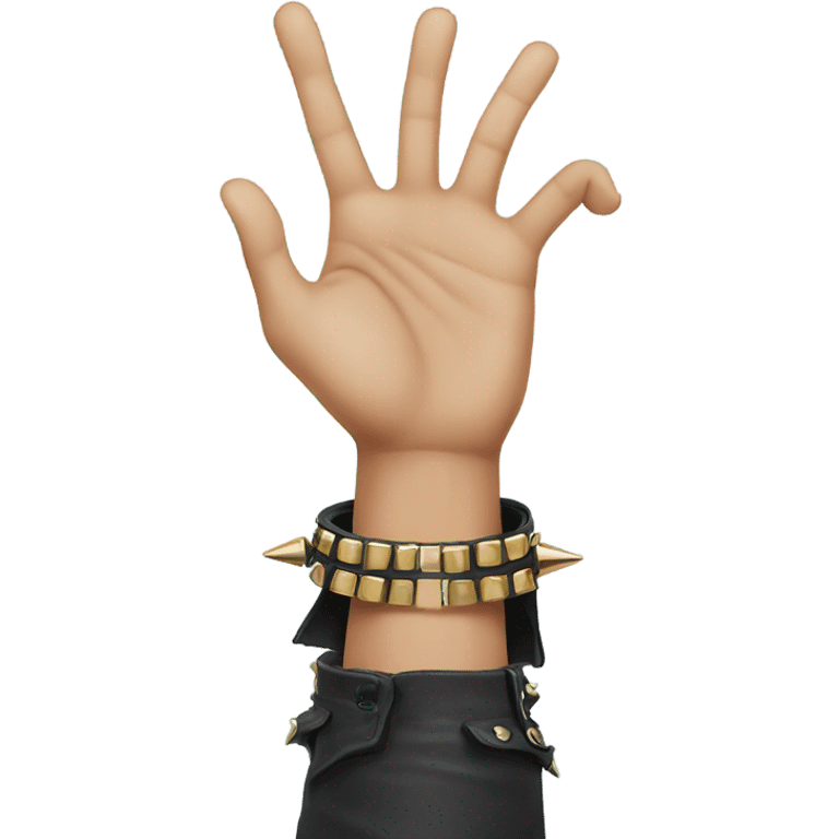 Hand doing rock and roll gesture with spiked cuff emoji