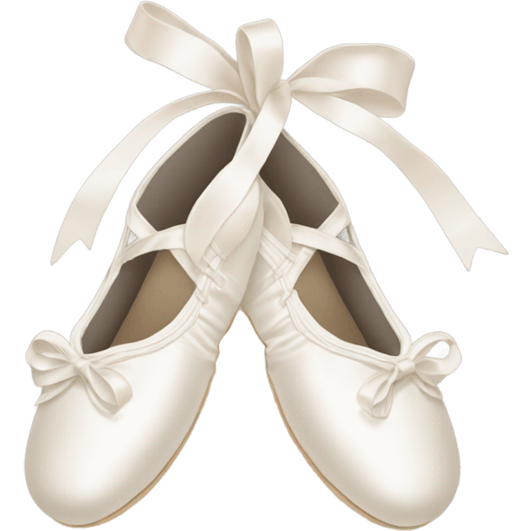 Crossed white ballet shoes with long and beautiful corses design emoji