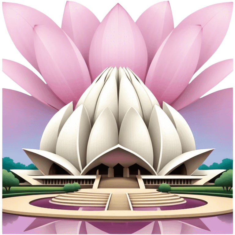 Cinematic Realistic Lotus Temple Landmark Emoji, showcasing the modern architectural marvel with petal‚Äêlike structures rendered with dynamic lighting and graceful textures. emoji